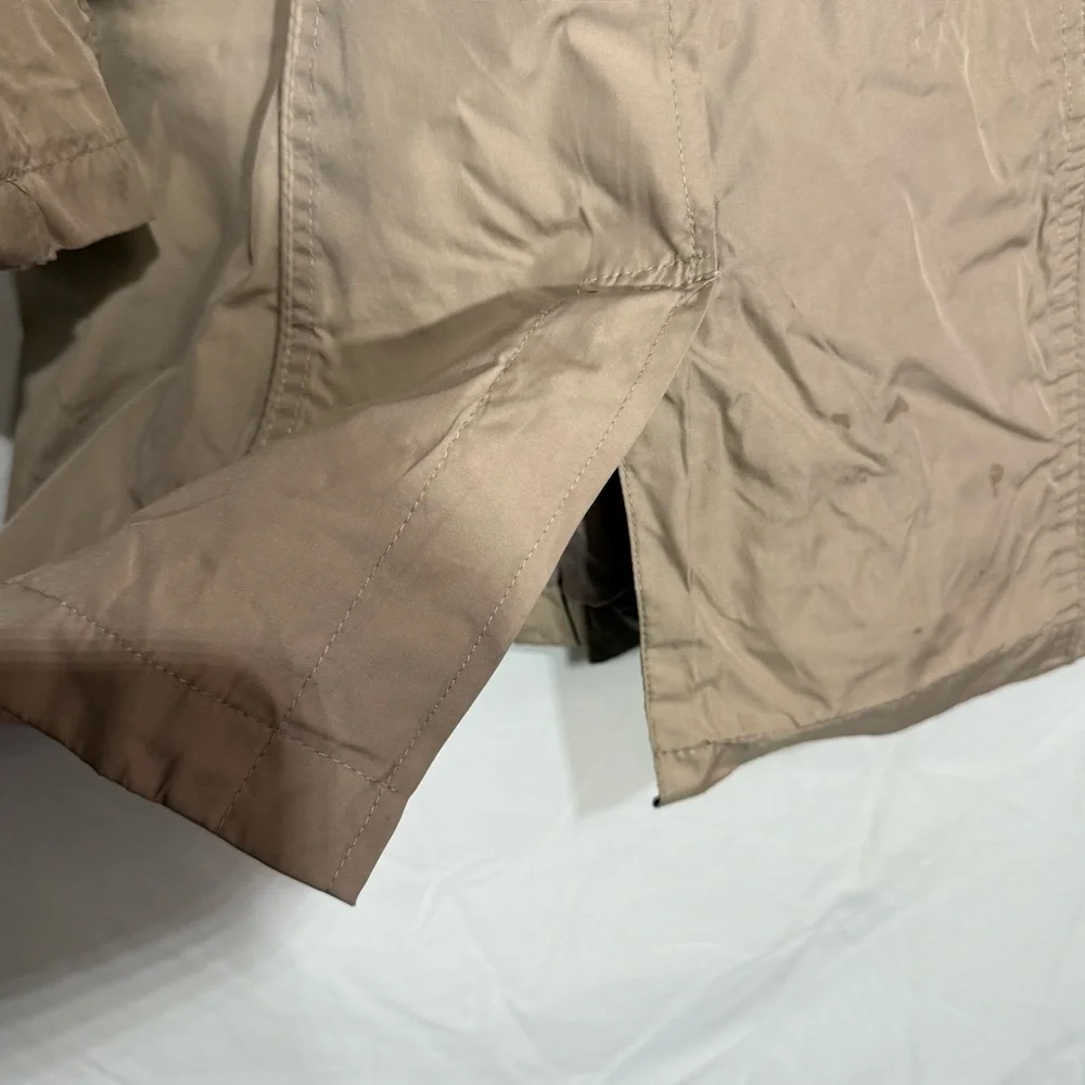 Girls Beige Trench Coat with Belted Waist Button Closure Removable Hood Size 7/8
